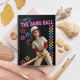 Hit The Dang Ball Funny Baseball Mum Doll Face Notebook