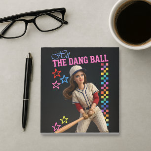 Hit The Dang Ball Funny Baseball Mum Doll Face Notepad