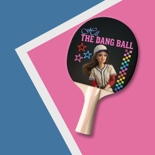 Hit The Dang Ball Funny Baseball Mum Doll Face Ping Pong Paddle