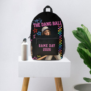 Hit The Dang Ball Funny Baseball Mum Doll Face Printed Backpack