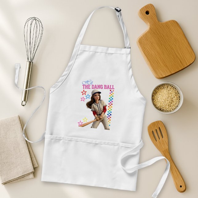 Hit The Dang Ball Funny Baseball Mum Doll Face Standard Apron (Creator Uploaded)