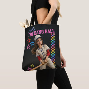 Hit The Dang Ball Funny Baseball Mum Doll Face Tote Bag
