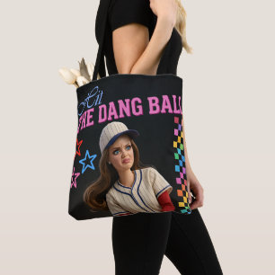 Hit The Dang Ball Funny Baseball Mum Doll Face Tote Bag