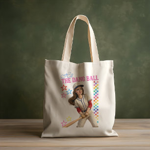 Hit The Dang Ball Funny Baseball Mum Doll Face Tote Bag