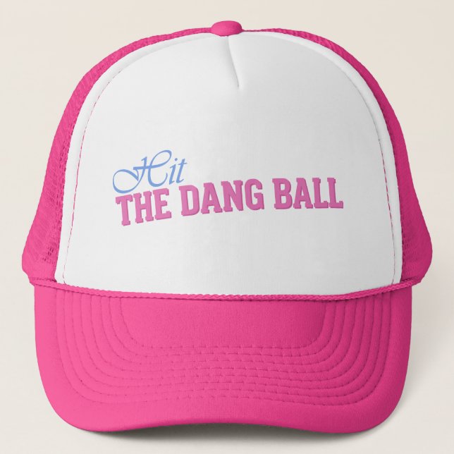 Hit The Dang Ball Funny Baseball Mum Doll Face Trucker Hat (Front)