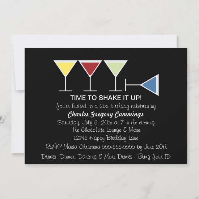 Hit The Floor Birthday Invitation (Black) (Front)