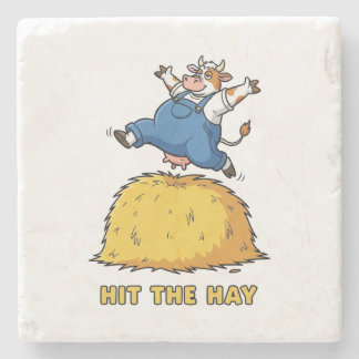 Hit the Hay Cow Stone Coaster