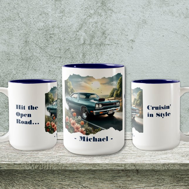 Hit the Open Road Coffee Mug (Personalize to add names/dates. Customize to change text, color, style or remove text.)