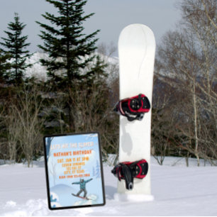 Hit the Slopes, Snowboard Boy Birthday Invitation
