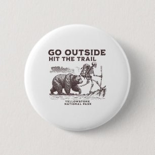 Hit The Trail Hike Yellowstone National Park Hikin 6 Cm Round Badge