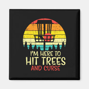 Hit Trees And Curse Sunset Retro Disc Golf Frisbee Magnet