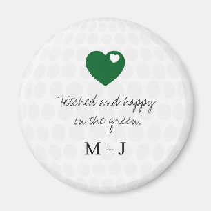 'Hitched and Happy on the Green' Golf Wedding Magnet