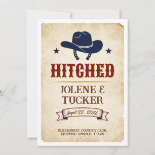 Hitched Rustic Western Wedding Invitation Cowb