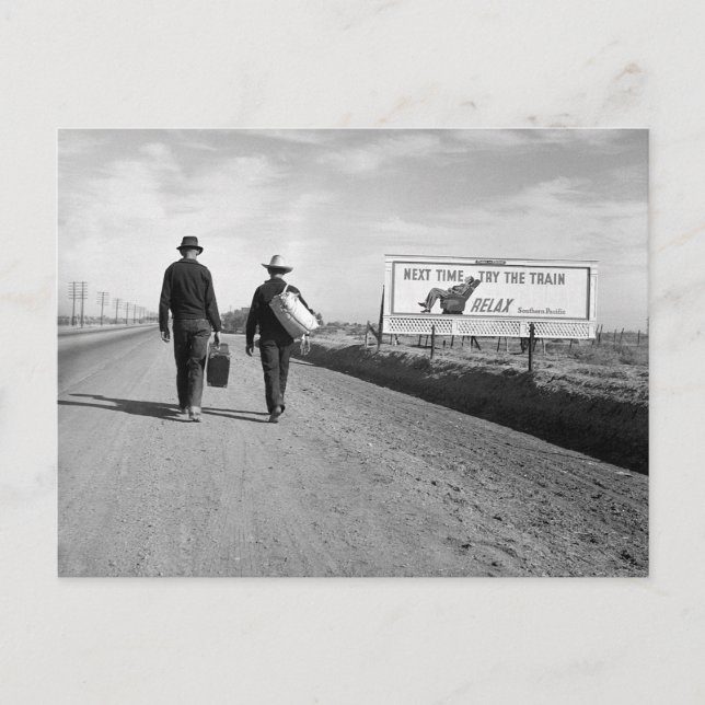 Hitchhikers, 1937 postcard (Front)