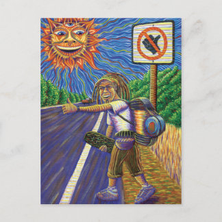 Hitchiking Hobo  Postcard