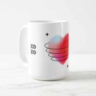 Hitech 3d heart, space planet heart and stars coffee mug