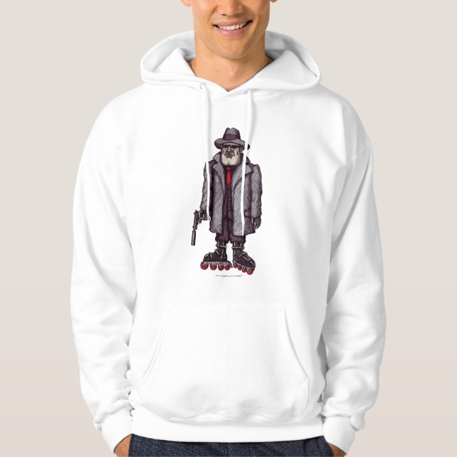Hitman on rollerblades graphic art hoodie (Front)