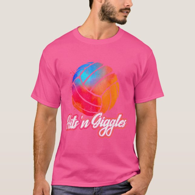Hits 'N Giggles Volleyball Player Women Volleyball T-Shirt (Front)