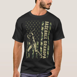 Hitter Baseball Men Camo USA Flag Baseball Grandp T-Shirt