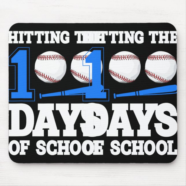 Hitting The 100th School Baseball Bat Student Teac Mouse Pad (Front)