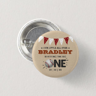 Hitting The Big One   Baseball 1st Birthday 3 Cm Round Badge