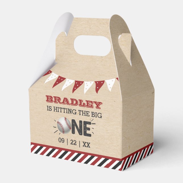 Hitting The Big One | Baseball 1st Birthday Favour Box (Front Side)