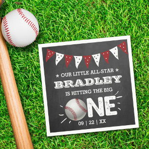 Hitting The Big One   Baseball 1st Birthday Napkin