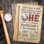 Hitting The Big One Vintage Baseball 1st Birthday Invitation<br><div class="desc">Celebrate in style with these trendy birthday party invitations. The design is easy to personalise with your special event wording and your guests will be thrilled when they receive these fabulous invites.</div>