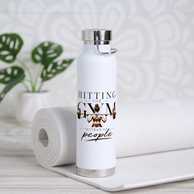 Hitting The Gym Instead Of People Water Bottle (Yoga (Rotated))