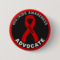 HIV/AIDS  Advocate Ribbon Black Button