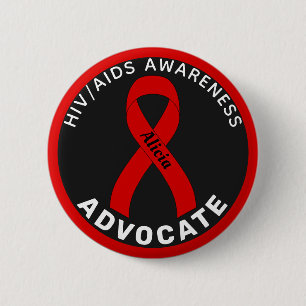 HIV/AIDS Advocate Ribbon Black Button