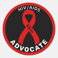 HIV/AIDS Advocate Ribbon Black Round Sticker