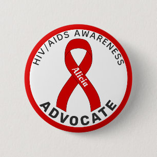 HIV/AIDS Advocate Ribbon White Button