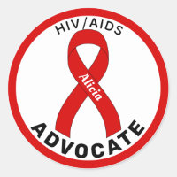 HIV/AIDS Advocate Ribbon White Round Sticker