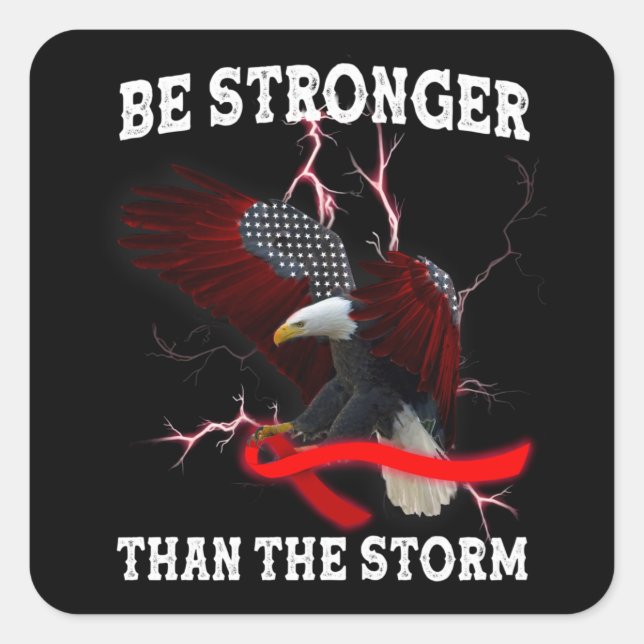 HIV AIDS Awareness Eagle Red Ribbon HIV Themed T-S Square Sticker (Front)