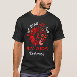 Hiv Aids Awareness Leopard Sunflower T-Shirt
