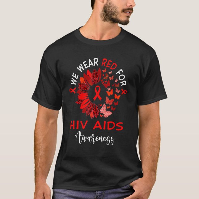 Hiv Aids Awareness Leopard Sunflower T-Shirt (Front)