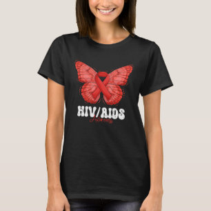 HIV AIDS Awareness Month Red Ribbon Butterfly T-Shirt