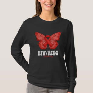 HIV AIDS Awareness Month Red Ribbon Butterfly T-Shirt