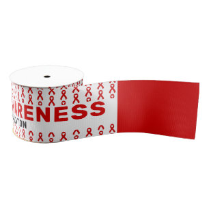 HIV/AIDS Awareness Pattern Ribbon Grosgrain Ribbon