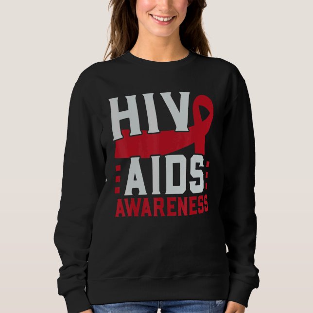 HIV AIDS Awareness Red Ribbon Disability Sweatshirt (Front)