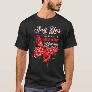 HIV AIDS Warrior Red Butterfly Womens T-Shirt