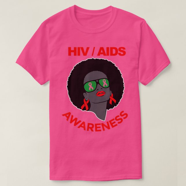 HIV Awareness Month Gifts Ribbon Black Womens AIDS T-Shirt (Design Front)
