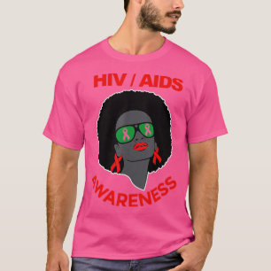 HIV Awareness Month Gifts Ribbon Black Womens AIDS T-Shirt