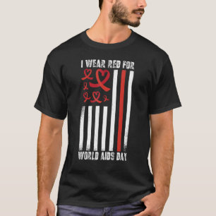 HIV Awareness Red Ribbon Men Women AIDS Fight USA T-Shirt