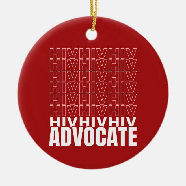 HIV HIV HIV Advocate Ceramic Tree Decoration (Front)
