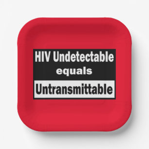 HIV Undetectable equals HIV Untransmittable Paper Plate