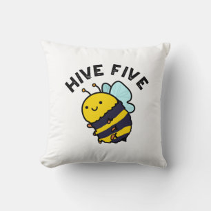 Hive Five Funny High Five Bee Pun Cushion