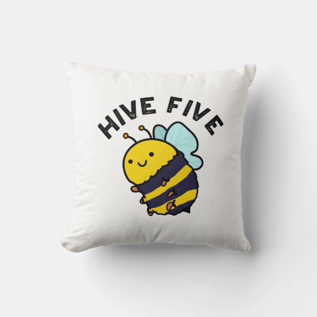 Hive Five Funny High Five Bee Pun  Cushion (Front)