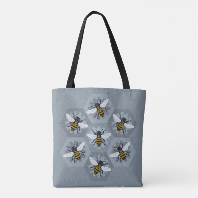 Hive Mind Silver Tote Bag (Back)